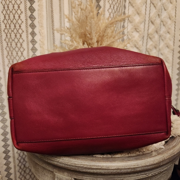 COACH Legacy Duffle Red Leather Shoulder Crossbody Tassel Purse Bag 19889 - Picture 5 of 10